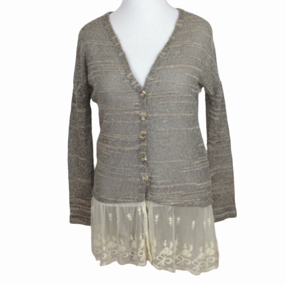 Altar'd State A'REVE Boho Cardigan Lace Hem Sz. S - Picture 1 of 9
